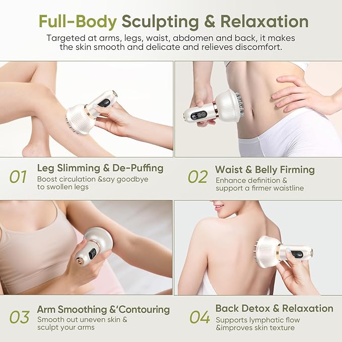 Body Sculpting Machine — Lymphatic Drainage Massager & Anti Cellulite Massage Tool, for Legs, Arms & Belly, Body,Helps Reduce Stretch Marks & Cellulite,with Microcurrent, Light Heat & Vibration