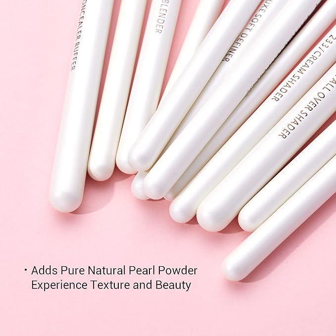 Jessup Small Eye Makeup Brush Set Professional 15pcs White/Silver Premium Natural-synthetic Eye Shadow Blending Concealer Eye & Brow Liner Brushes, T237