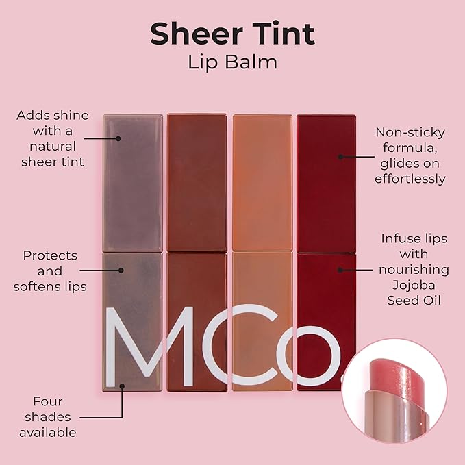 MCoBeauty Sheer Tint Lip Balm, Bella Vita, Nourishing Tint for Healthy, Luscious Lips, Vegan, Cruelty Free Cosmetics