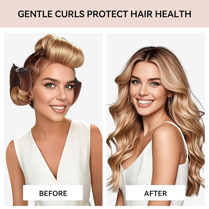 Heatless Curls, Heatless Curls Overnight Hair Care Set - Jumbo Velvet Hair Curlers to Sleep In, Soft Heatless Curling Rods for All Hair Types