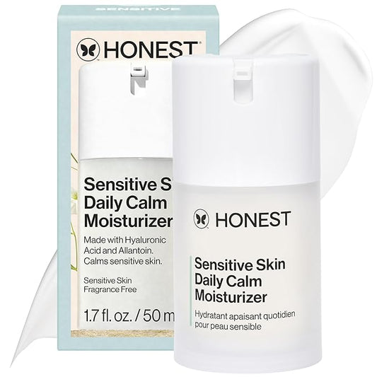 Honest Beauty Sensitive Skin Daily Calm Lightweight Moisturizer | Reduces Redness, Hydrates, + Calms Skin | Hypoallergenic, Fragrance Free, Vegan | 1.7 fl oz
