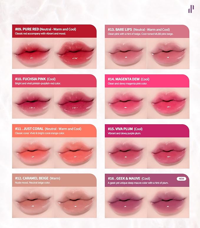 Heart Percent Dote On Mood Pure Glow Tint, Watery & Lightweight Moisturizing Lip Stain Long Lasting Liquid Lipstick 6.8g, #04. Mauve