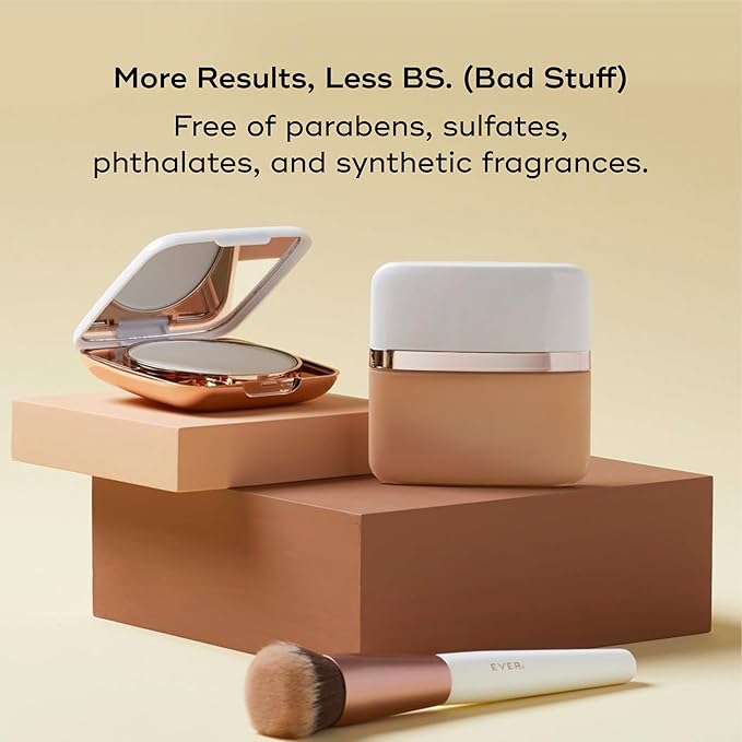 EVER Foundation Brush, Professional Face Makeup Brushes for Liquid and Powder Foundation, Contoured Foundation Brush, Vegan and Cruelty-Free
