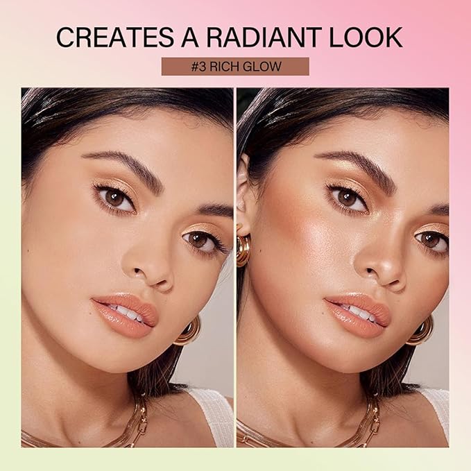 Cream Contour Stick, Face Cream Bronzer Makeup Stick Shimmer Highlighters Body Stick Blendable Long Lasting Highlighter Stick Silky Smooth Formula (3#, Rich Glow)