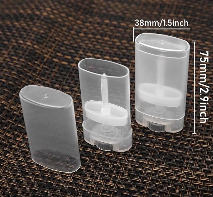 Empty Oval Deodorant Lip Lipstick Balm Tubes Containers Plastic 20PCS 15ML Transparent (15ml, Transparent)
