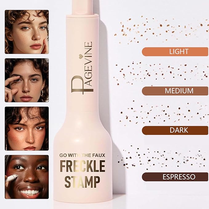 Freckle Stamp Pen, Waterproof Fake Freckles Makeup Tool, Upgrade Liquid Faux Freckles Pen, Quick-Dry, Long-Lasting, Lifelike, Natural Sunkissed Makeup, with Multi-Prong Precision Stamp Head (Dark)
