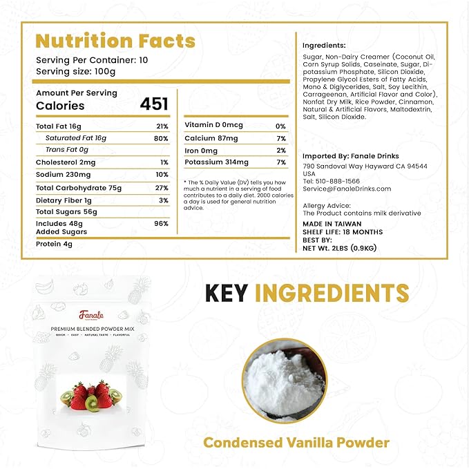 Fanale Premium Horchata Bubble Tea Flavoring Powder | Perfect for Baking, Smoothies, Desserts and Drinks | Instant Flavoring Powder for Boba Milk Tea- 2.2 Pounds (Pack of 1).