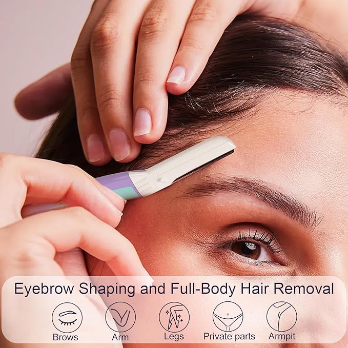 Face Razors for Women, Dermaplane Razor for Women Face, Eyebrow Razor, Dermaplaning Tool, Skin Safe Microblades, Peach Fuzz Remover, Skin Care Tool, Travel Essentials, (12ct, Wisteria)