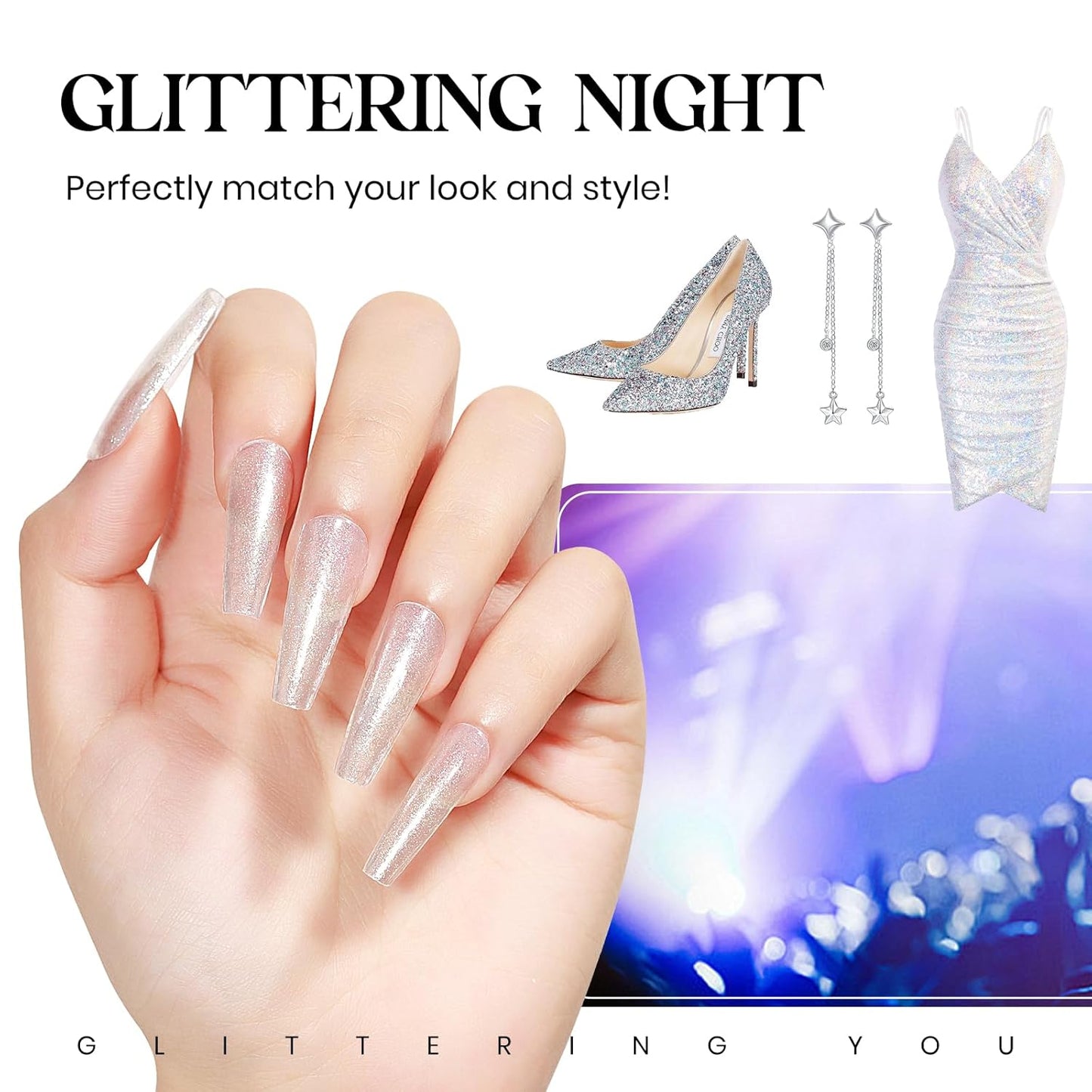 MIZHSE Translucent Shimmering Nail Polish, Quick Dry Clear Glitter White Nail Polish Air Dry Fast, 15ml High Glossy Sparkly Shiny Nail Art Salon Manicure Home