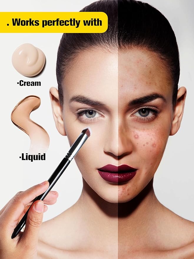 EIGSHOW Concealer Brush Under Eye, Small Triangle Brushes for Precise Coverage Dark Circles Blemishes Acne, Blending Cream and Liquid (F658)