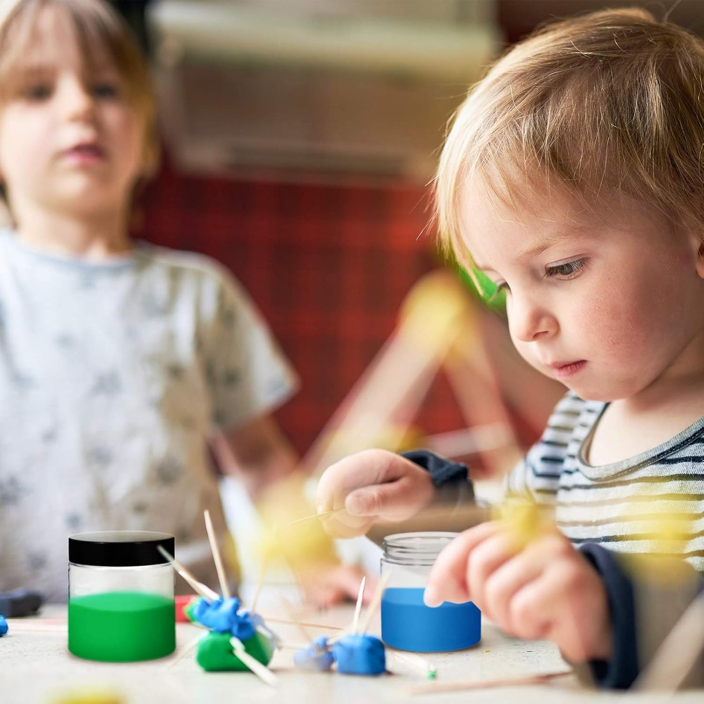 24 Pieces Empty Clear Plastic Jars with Lids Round Storage Containers Wide-Mouth for Beauty Product Cosmetic Cream Lotion Liquid Butter Craft and Food (Black Lid, 8 oz)