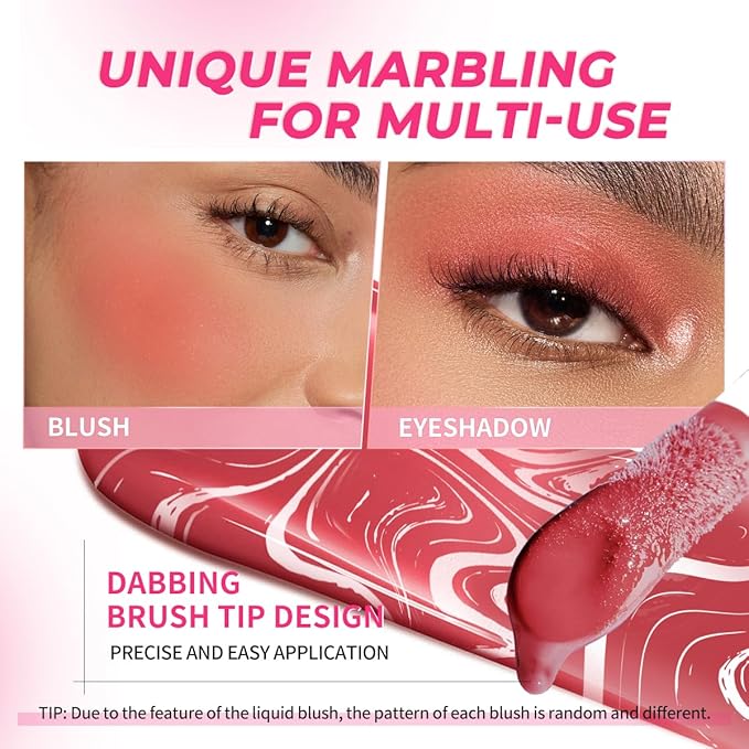 4 Colors Liquid Blush Makeup Kit, Long Lasting Pigmented Natural Matte Face Blush Cream Gel, Lightweight, Blendable, Cruelty Free Women Face Cosmetics Set 4Pcs