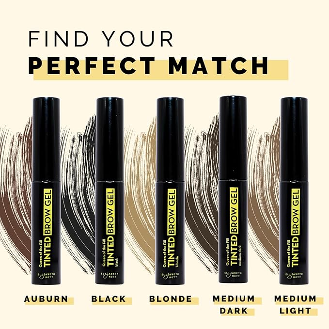 Elizabeth Mott Queen of the Fill Tinted Eyebrow Gel – Brow Filler, Volumizer & Setter – Defines, Shapes & Covers Gray Hairs – Water-Resistant, Long-Lasting – Cruelty-Free – Dark Medium Brown 4g