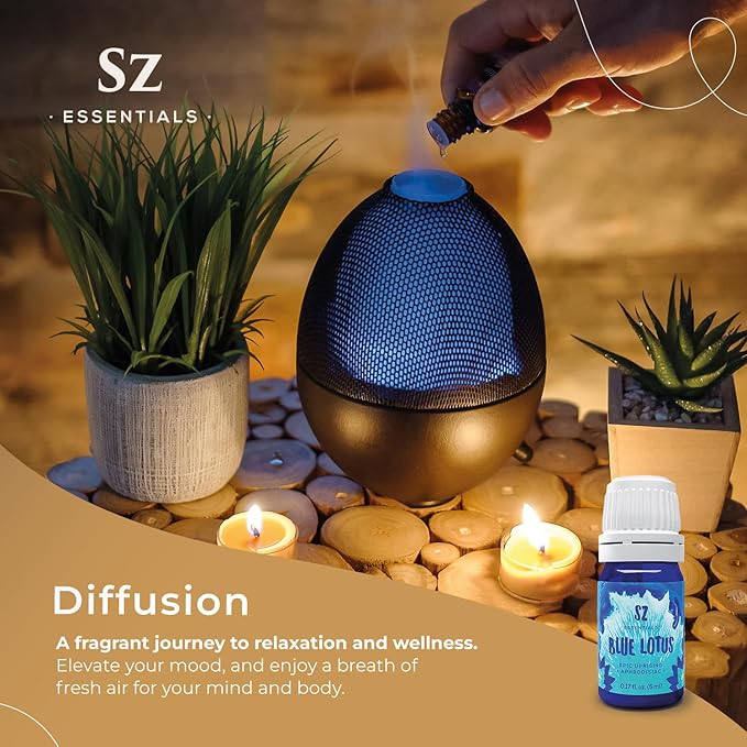 Blue Lotus Essential Oil 100% Pure, Undiluted Oil - Extracted from Nymphaea Caerulea - Rich & Sweet Scent with Fruity Overtones - Therapeutic Grade & Vegan - 0.17oz (5ml)