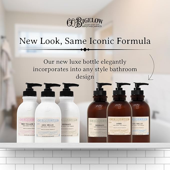 C.O. Bigelow Iconic Collection Amber Body Lotion, Scented Body Cream with Grapeseed Oil and Shea Butter, 10.5 fl oz