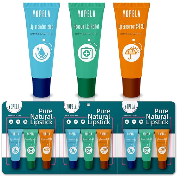 Lip Sunscreen Moisturizing and Repair Package SPF 30 - Summer Long Lasting Moisturized, Smooth and Repaired Lips - 3 Flavors (Pack of 9: 3 moisturizing+ 3 repairing+ 3 SPF) Mother's Day Gifts