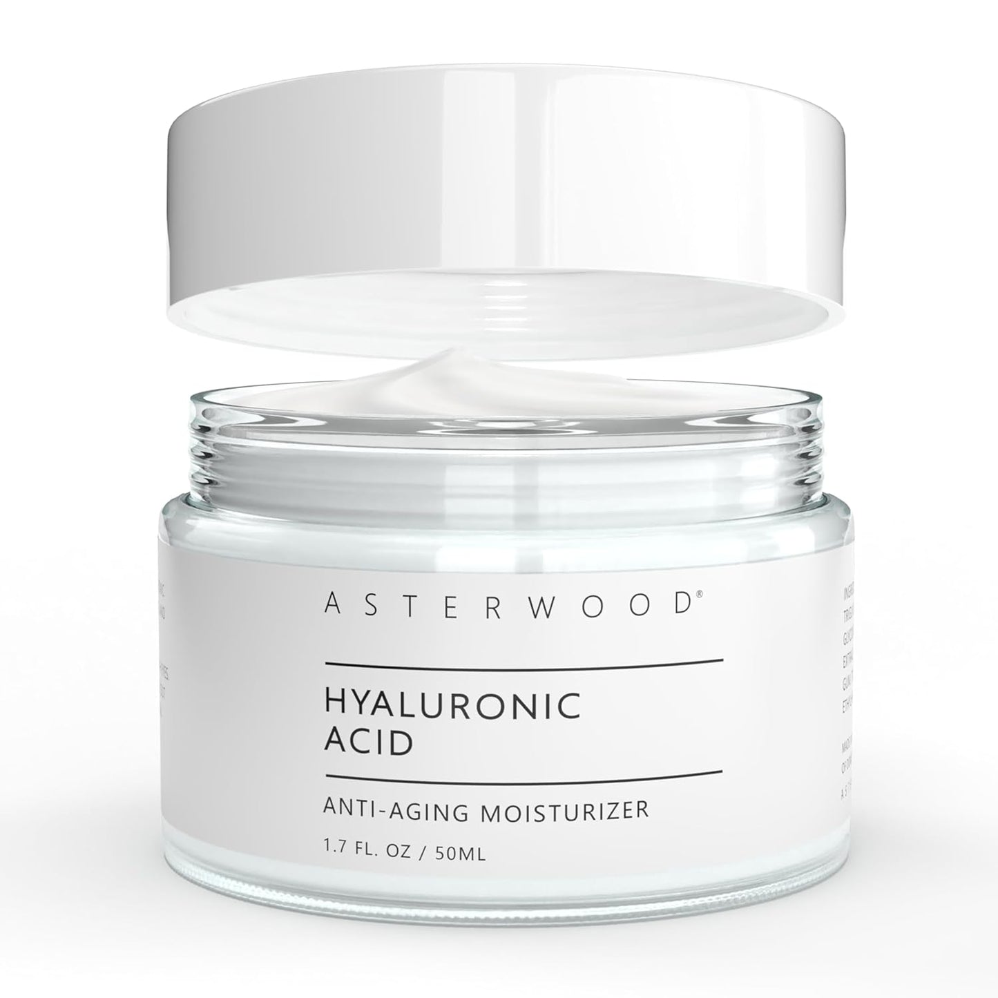 Asterwood Hyaluronic Acid Moisturizer - Anti-Aging, Wrinkle Reducing, Moisturizing, Hydrating - Fragrance-Free, Non-Comedogenic - 1.7 Fl Oz
