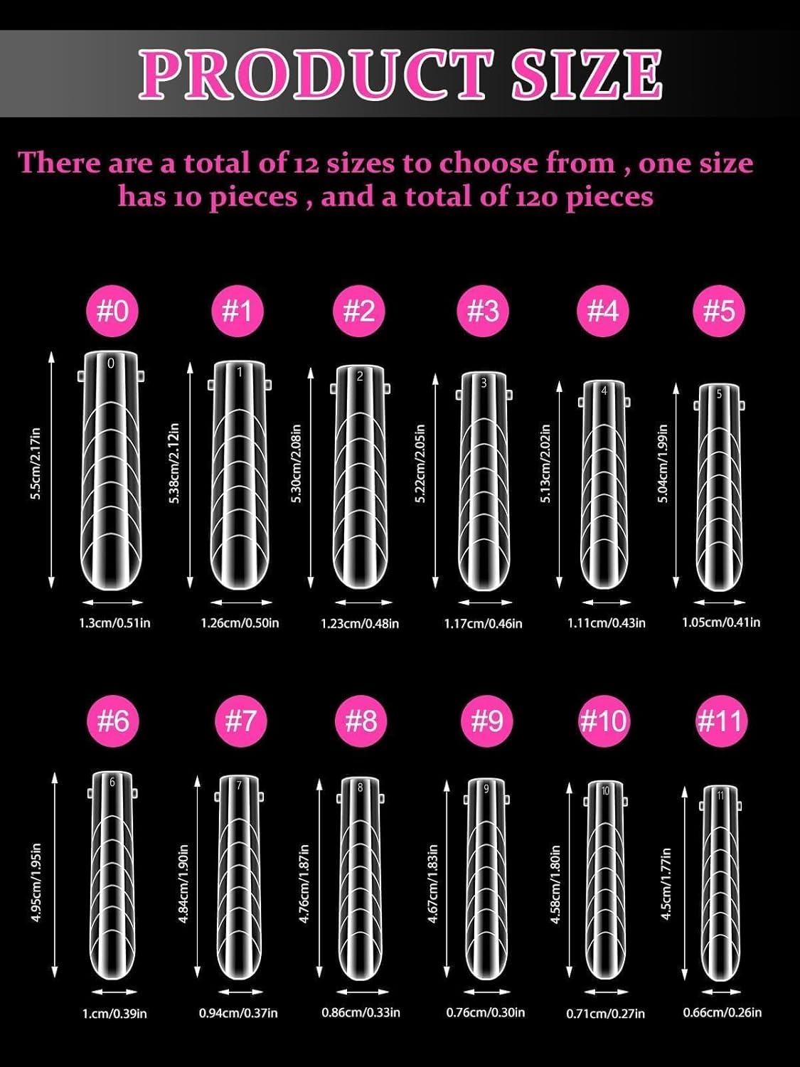 EBANKU Coffin Dual Nail Forms for Poly Extension Gel, 120 PCS Structure Builder Nail Gel Nail Molds for Solid Nail Gel Glue Poly Gel Nail Art Design Salon&DIY-12 Sizes