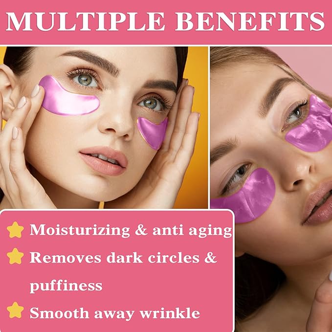 30 Pairs Under Eye Mask,Moisturising Under Eye Patches for Women,Crystal Collagen Eye Gel Pads for Reducing Fine Lines,Puffy Eyes and Dark Circles Under Eye Bags Treatments(Pink)