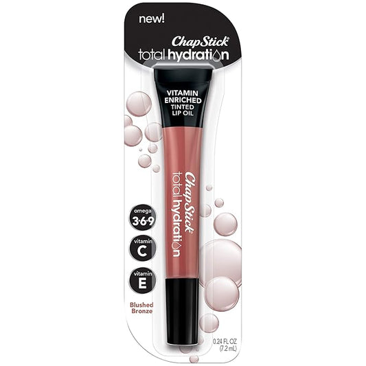 ChapStick Total Hydration Vitamin Enriched Blushed Bronze Tinted Lip Oil Tube, Lip Care - 0.24 Oz