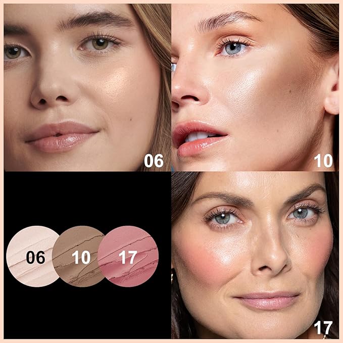 FOCALLURE 3 Pcs Cream Contour Sticks,Shades with Highlighter & Bronzer & Blush,Non-greasy Long-wear Face Contouring Pen,Easy to Sculpt the Face and Create a Lightweight Finishing Makeup,LIGHT-MEDIUM