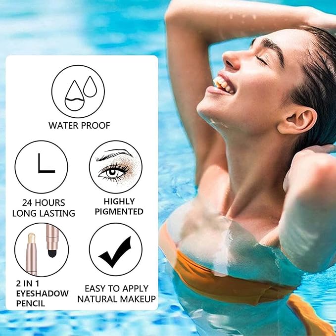 Gold Eyeshadow Stick, Shimmer Cream Single Eyeshadow Pencil, High Pigmented Eye Shadow Brightener Stick, Hypoallergenic Waterproof Long Lasting Highlighter stick Create Multi-Dimensional Eyes Look 02#