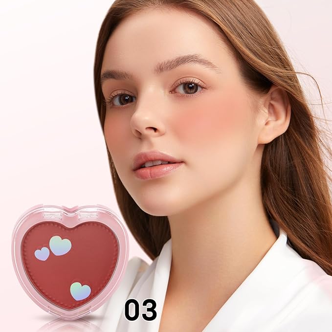 Boobeen Powder Blush Matte Pressed Blush Palette, Highly Pigmented Cream Pink Blusher for Cheeks, Blusher Compact Powder Makeup Lightweight Easily Blends, Single Color Rouge Powder