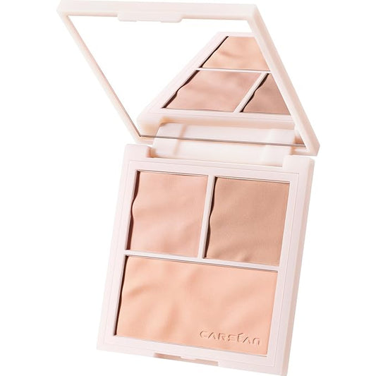 3 Colors Blush Palette For Cheek Makeup, Matte Blush Powder Blendable Face Blush,12H Longlasting, Lightweight, Smooth Pink Blush, Sunset Orange, 0.37Oz