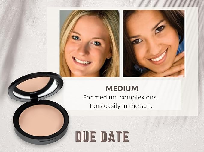Mineral Dual Powder in Due Date (Medium) | 4-in-1 Pressed Mineral Foundation with SPF 15 for Flawless Glow & Soft Looking Skin | Oil Free, Talc Free, Gluten Free | 0.45 Oz | by Mommy Makeup