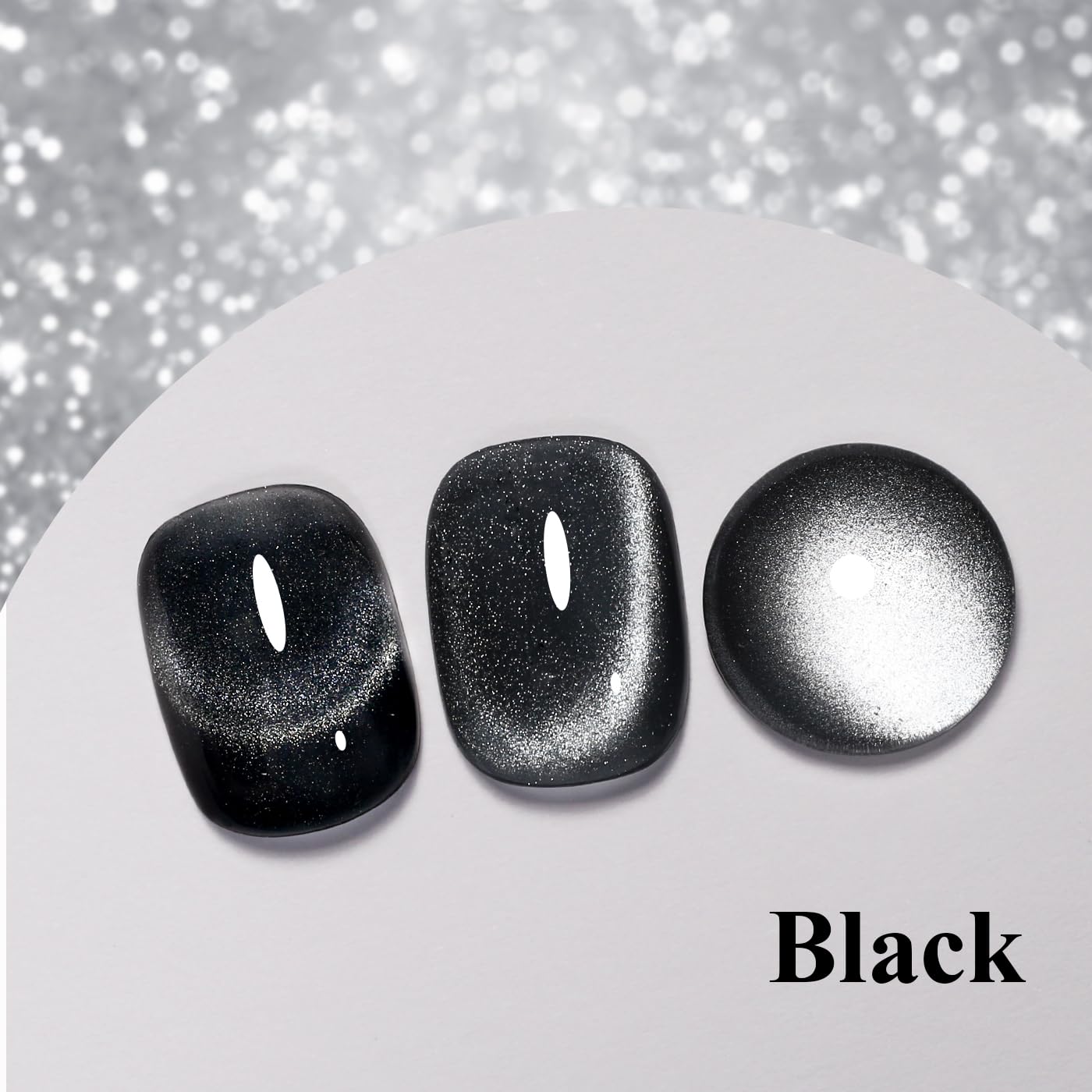 Imtiti Cat Eye Gel Nail Polish, Black Holographic Magnetic Crystal Nail Gel Polish With Magnet Glittery Galaxy Spring Summer Kit Soak Off UV Led 10ML