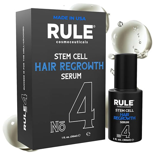 RULE No.4 Stem Cell Hair Growth Serum, Natural Oil with Biotin, Castor Oil & DHT Blocker Saw Palmetto for Thicker Fuller Longer Hair Regrowth, Scalp Serum Hair Loss Treatments for Men & Women