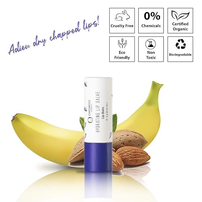 OMORFEE 100% Organic Hydrating LipStick, Lip Stick for Dry Lips, Lip Stick for Chapped Lips, Lip Butter for Nourishing Lips, Lip Stick for Cracked Lips, Moisturize & Softens Very Dry Lips- 6 g/0.21 Oz