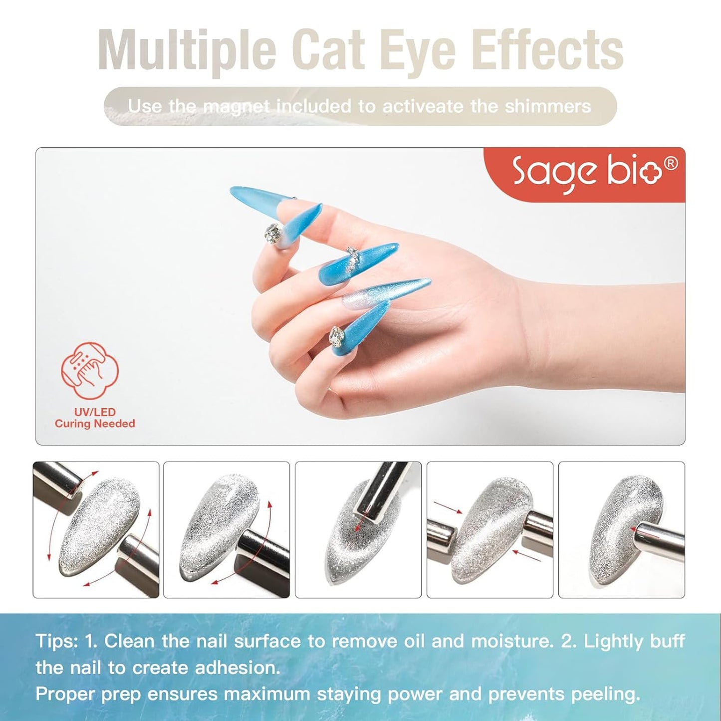 Multifunctional Cat Eye Gel Nail Polish, No Base or Top Coat Required, 15ml, Lasts Up to 4 Weeks, UV/LED Cured, Easy Application, R64