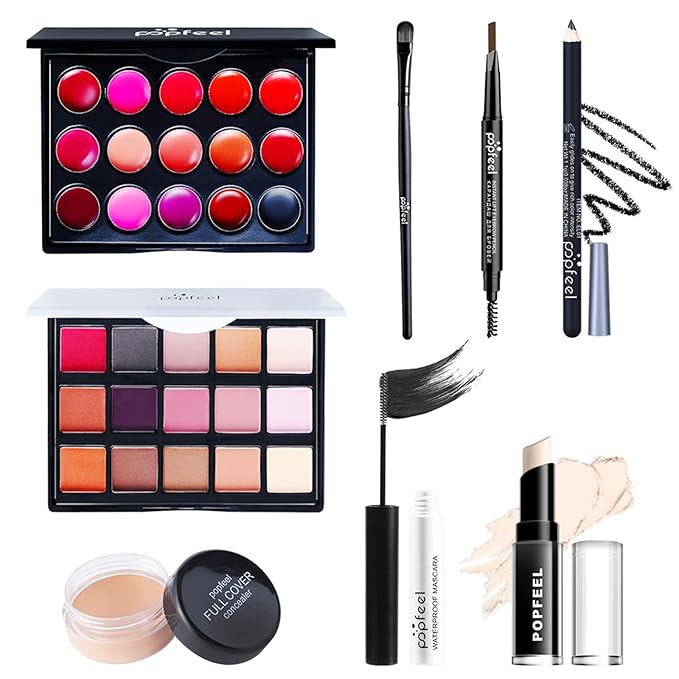 All in One Professional Makeup Kit for Women Girls Holiday Makeup Gift Sets Xmas Essential Bundle Include Eyeshadow Palette Lipstick Blush Concealer Eyeliner Mascara Brush Eyebrow Pencil