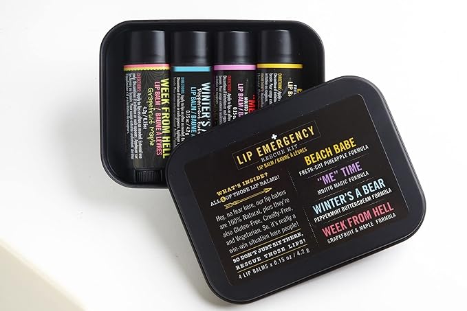 Walton Wood Farm Lip Emergency Rescue Kit, 4 Lip Balms, 0.15 oz each