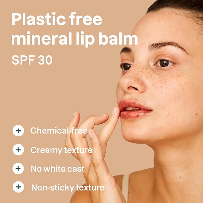 ATTITUDE Oceanly Tinted Lip Balm with SPF 30, EWG Verified, Plastic-Free, Broad Spectrum UVA/UVB Protection with Zinc Oxide, Vegan, Unscented, Terracotta, 0.3 Ounce