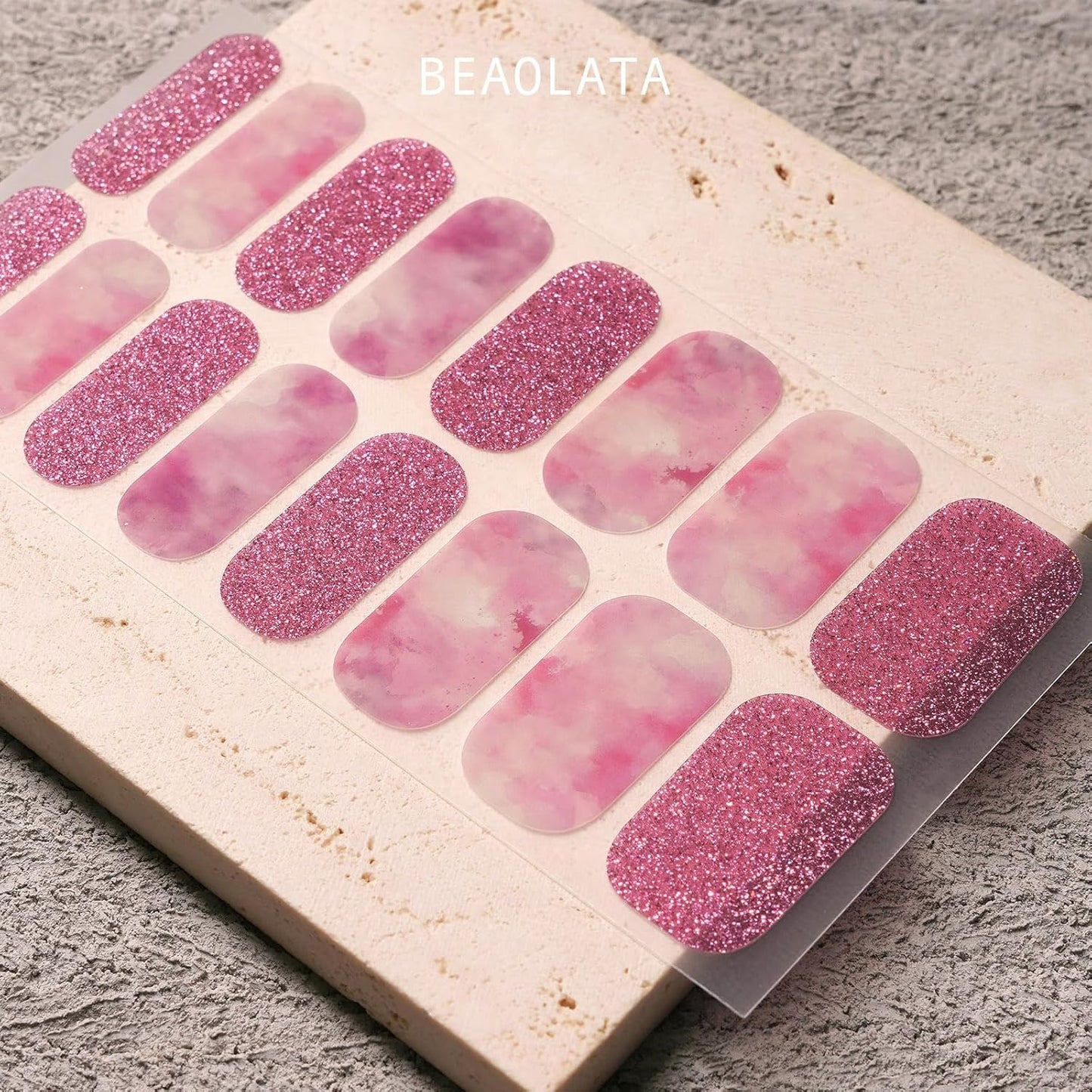 Nail Polish Strips, 32PCS Salon Quality Wraps, Long Lasting Gel Nail Stickers for Women Easy Apply& Remove (Falling Sakura Pink)