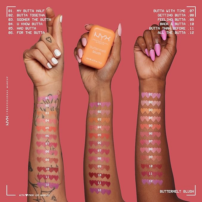NYX PROFESSIONAL MAKEUP Buttermelt Powder Blush, Fade and Transfer-Resistant Blush, Up to 12HR Make Up Wear, Vegan Formula - For The Butta