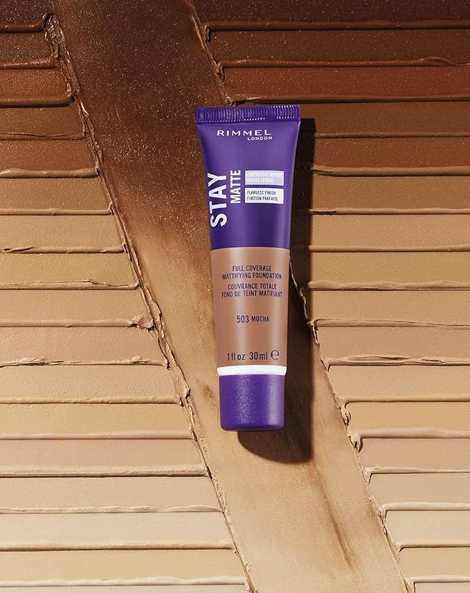 Rimmel London Stay Matte Liquid Mousse - 203 True Beige - Foundation, Lightweight, Shine Control, Oil-Free, 1oz