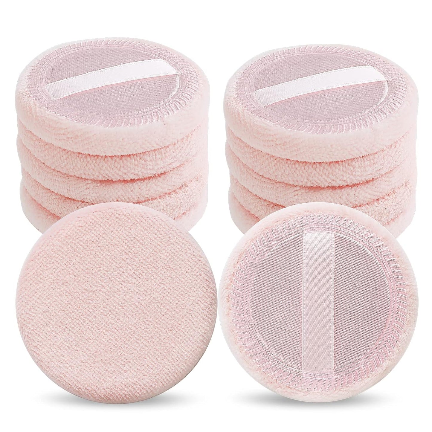 12PCS Makeup Powder Puffs Pink Cotton Powder Puffs Round Powder Puff for Makeup Face Powder Velour Puffs for Loose Powder Washable(pink
