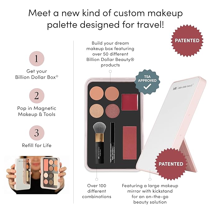 Billion Dollar Brows Beauty Box, All-in-One, Customizable, Sustainable, Convenient, Full Face Makeup Palette, Cruelty Free (Beauty Box)