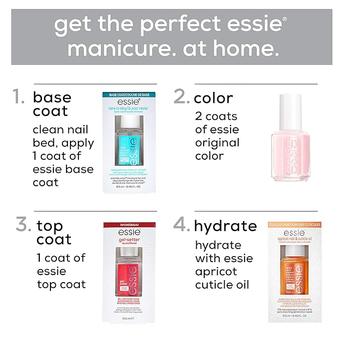 essie Nail Care, 8-Free Vegan, Gel Setter Top Coat, gel-like finish nail polish, 0.46 fl oz