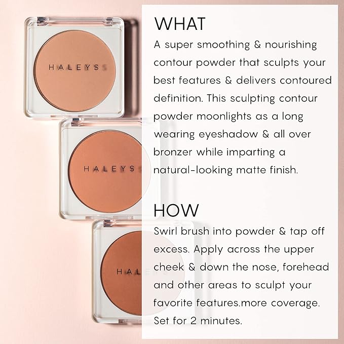 HALEYS Re-sculpt Smoothing Contour Powder (Medium) Lightweight, Non-Caking, Nourishing & Skin-Softening, Infused with Shea Butter & Chamomile Flower Water to Soothe Skin