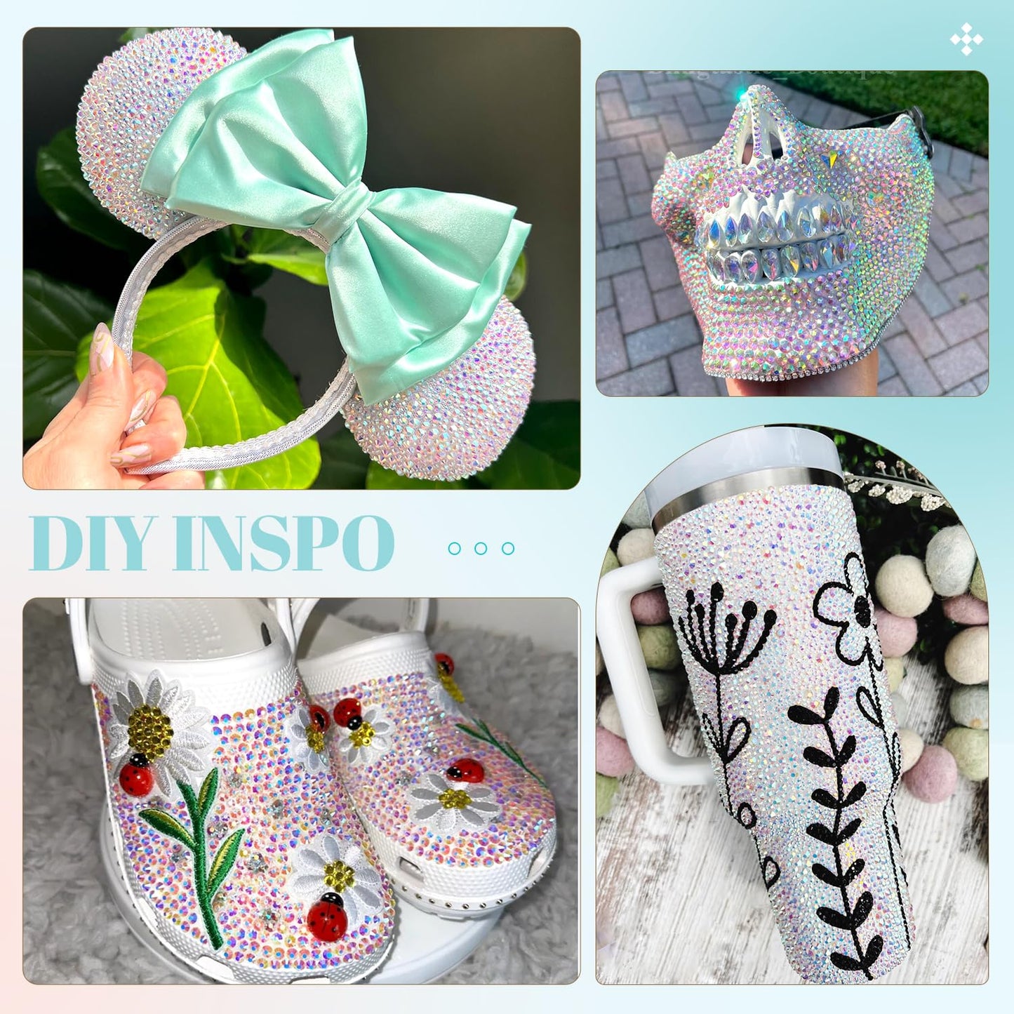 6100Pcs Jelly Resin Rhinestones for Crafting with 2Pcs 10ml B7000 Jewelry Glue, 1 Box Flatback Crystals Diamond (Transparent AB) for Bedazzling Crafts DIY Nail Art Non Hotfix Gems for Clothing Shoes