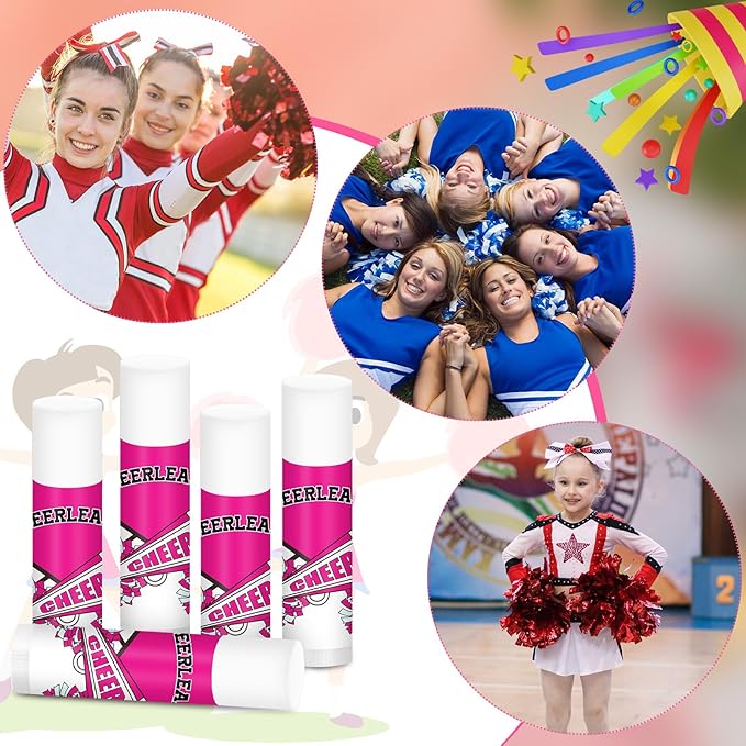 50 Pcs Cheer Gifts Bulk Cheerleading Lip Balm Gifts Moisturizing for Cheerleader Gifts Women