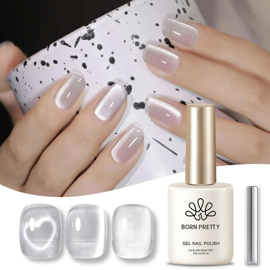 Born Pretty Magnetic Gel Nail Polish Moonlight White Cat Magnetic Eye Gel Polish White Auroras Nail Polish Nail Art Vanish 15ML