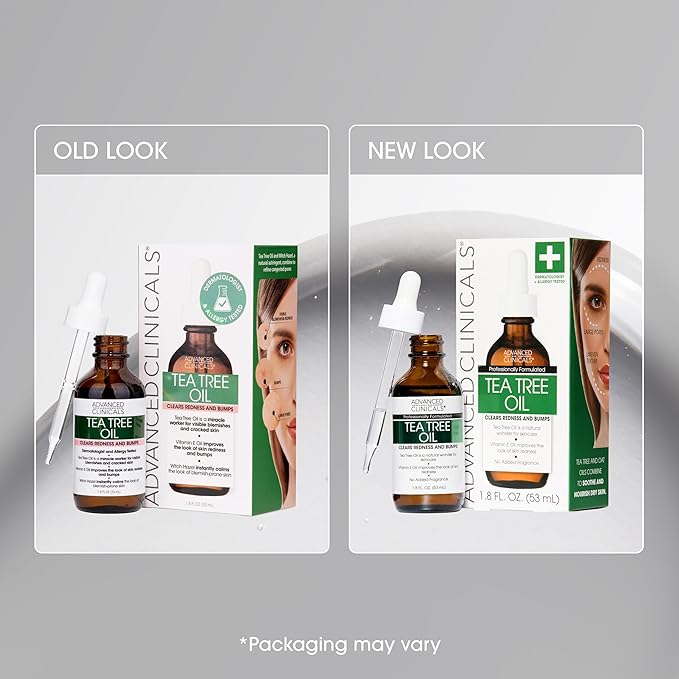 Advanced Clinicals Tea Tree Oil For Skin Facial Serum | Tea Tree Serum For Face With Vitamin E + Botanicals To Help Improve Appearance Of Large Pores & Skintone For Smoother Looking Skin, 1.8 Fl Oz