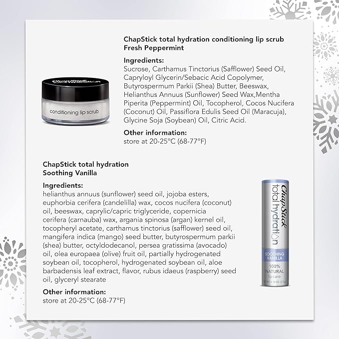 ChapStick Total Hydration Lip Kit Gift Set, Lip Moisturizer, Lip Scrub and Lip Balm Set - 4 Count