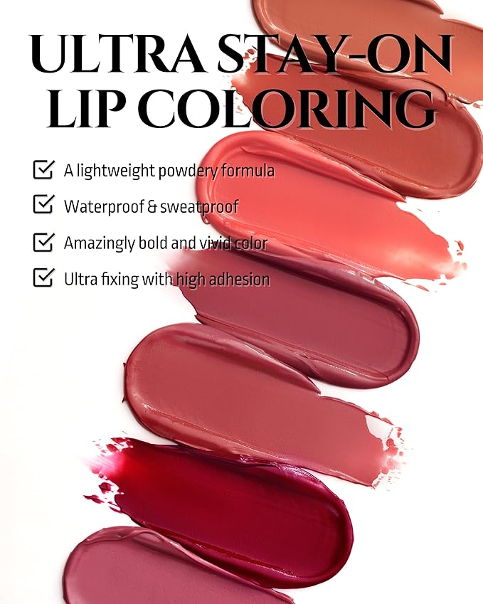 HEVVYMAKEUP Ultra Stay-On Lip Coloring Tint - Vibrant Matte Finish Lip Tint - Long Lasting Airy Weightless Lips with Perfect Fixing - Korean Lip Makeup, Pink Romance, 0.11oz.