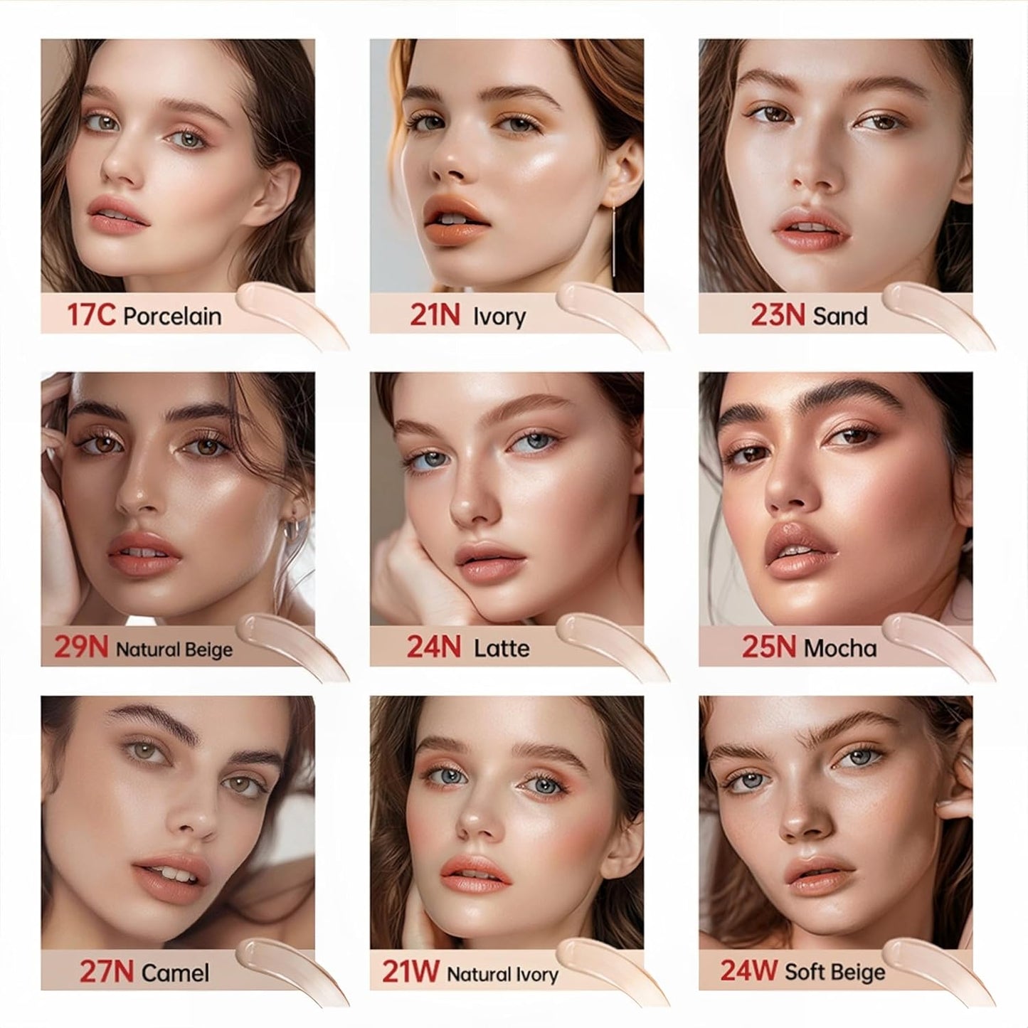MAEPEOR Cushion Foundation 9 Colors Full Coverage Weightless Satin Glow Foundation Hydrating Long-Lasting Cushion BB Cream (Color 08)